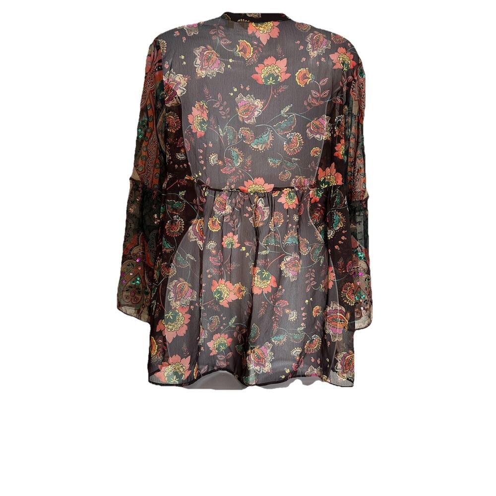 Soft Surroundings Embroidered Beaded Icon Asteria Tunic Sheer Boho Chic Flow SP - Picture 3 of 14